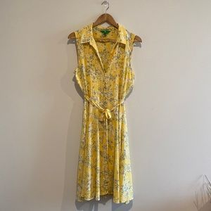 Yellow Floral spring Summer Midi Dress